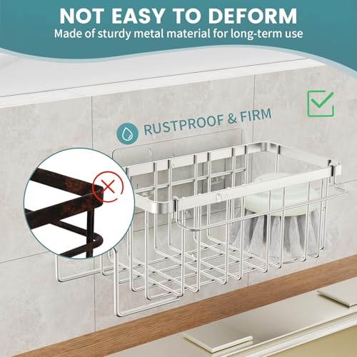 4-in-1 Silver Sponge Holder for Kitchen Sink - Sink Caddy Organizer