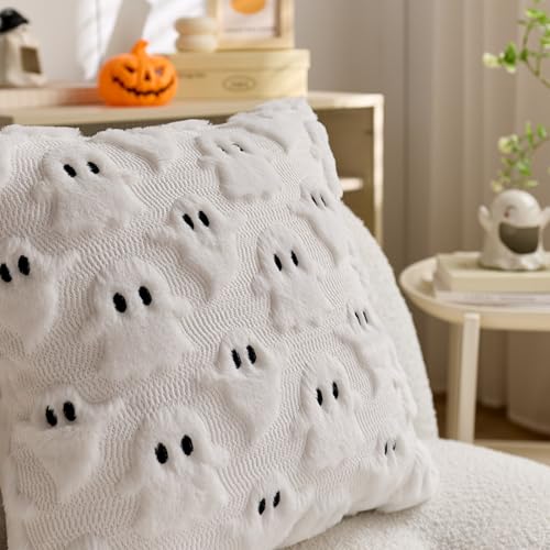 Halloween Ghost Pillow Covers Set of 2, 16x16 Inch Plush