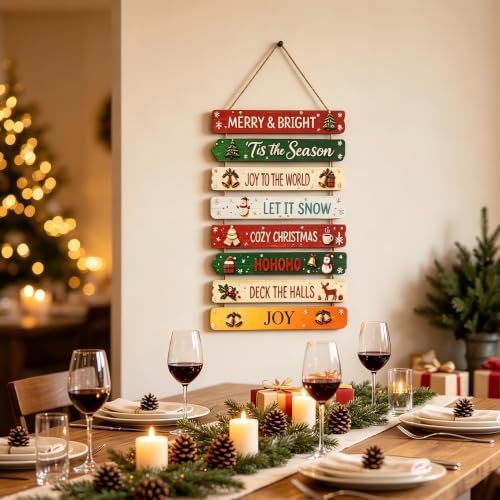 Christmas Wooden Wall Sign Rustic Holiday Decor with Snowmen & Reindeer - Gh-cp-3002