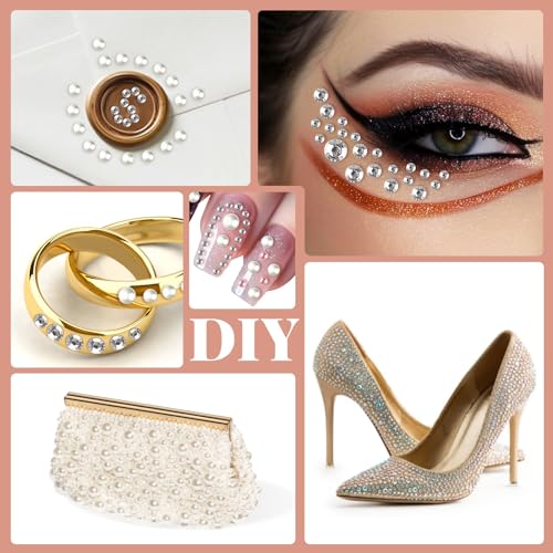 CharmFlor 1630Pcs Face Gems Stickers - Self-Adhesive Rhinestones & Pearls