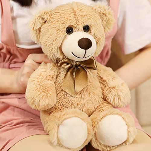 SNOWOLF Pink Teddy Bear Plush Toy, Soft Stuffed Animal Doll, 35cm