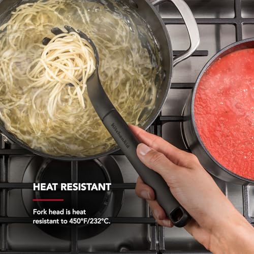 KitchenAid Black Pasta Fork - Oversized, Heat Resistant, Ergonomic