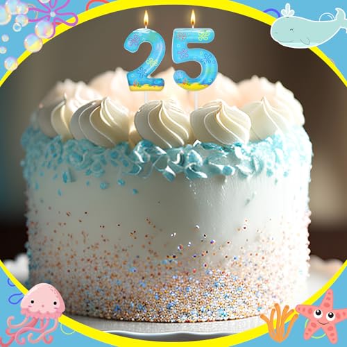 25th Birthday Number Candle with Cute Flower Cloud Design