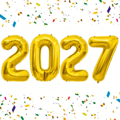 40 Inch Gold 2027 Number Balloons - Mylar Foil Decorations for Party