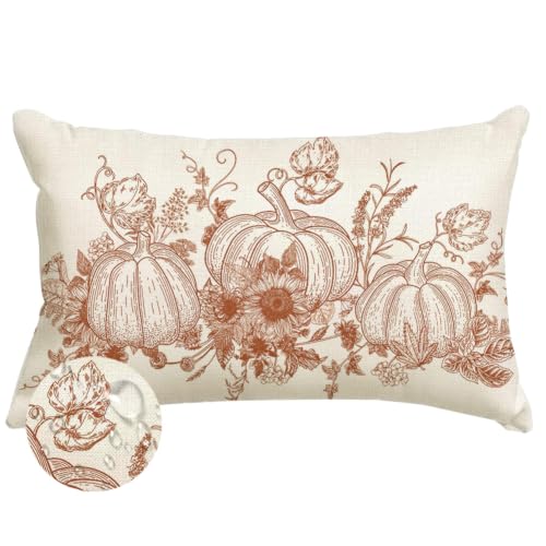 RABUSOFA 12x20 Waterproof Fall Pumpkin Pillow Cover, Orange Outdoor Decor