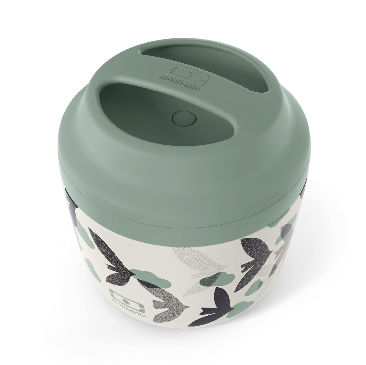 monbento - Insulated Lunch Box MB Element Ginkgo - Leakproof and Insulated Container Keeps Food Hot/Cold for Up to 10 Hours - Work Lunch Packing - BPA Free - Food Grade Safe - Japanese Pattern - Blue
