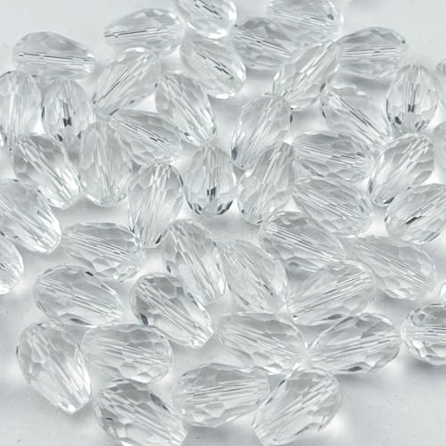 Transparent Teardrop Crystal Glass Beads 10x15mm for Jewelry Making - 50pcs
