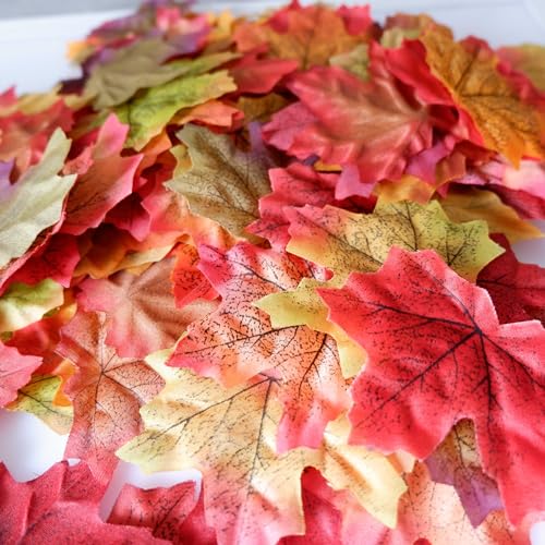 Luvhua 100 Pcs Odor-Free Artificial Maple Leaves - 16 Mixed Colors, 8cm