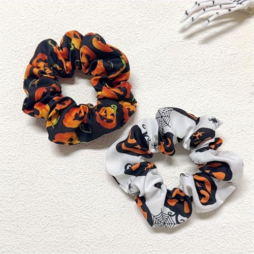 LYLYNB Halloween Hair Scrunchies 4Pcs Soft Elastic Pumpkin Hair Ties