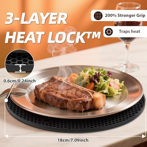 Black Silicone Pot Holders - 4 Pack Heat Resistant Non-Slip Mats