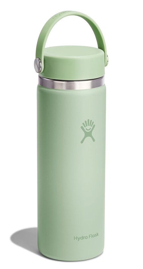 Hydro Flask Water Bottle - Insulated Stainless Steel - Wide Mouth Flex Lid, Non Spill, Leakproof and Refillable in 20 Oz Aloe Green