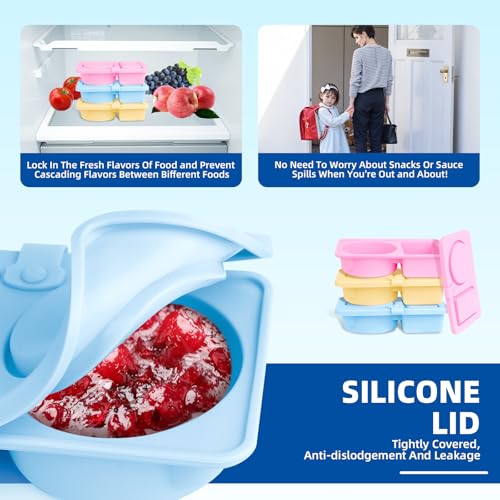 Tizuxa 3-Pack Silicone Snack Containers - Double Compartment Mix