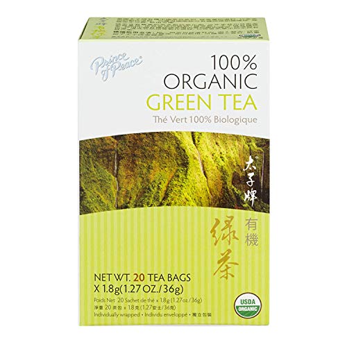 Prince of Peace Organic Green Tea - 4 Pack (20 Bags Each) - Lower Caffeine