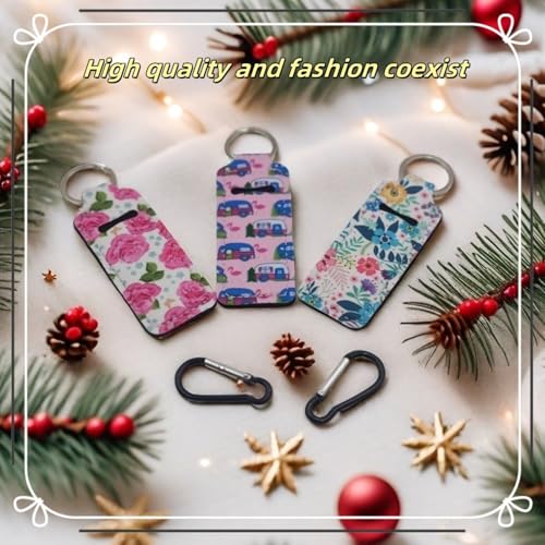 TIKIYOUN Chapstick Holder Keychain Neoprene Lip Balm Case 3 Pcs