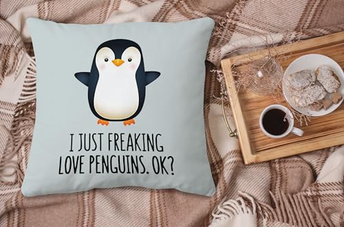 Funny Penguin Love Decorative Throw Pillow Case, 18x18 Inch - Gray-1