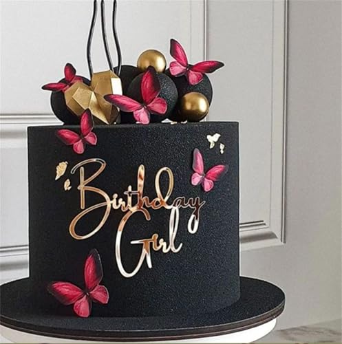 Acrylic Golden Birthday Girl Cake Topper for Parties