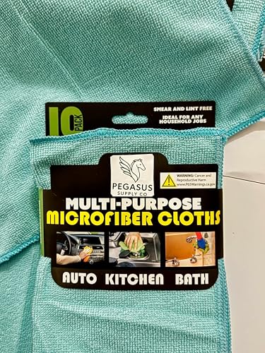 Microfiber Cleaning Cloths 12x12 Inch Teal - Multi-Purpose, Lint-Free, 10 Pack