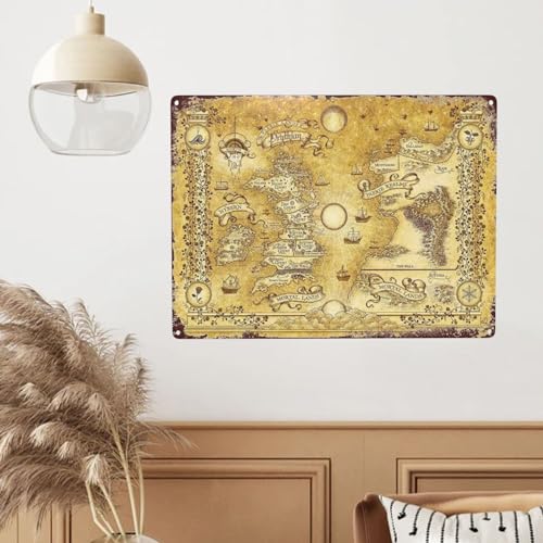 Vintage A Court of Thorns And Roses Map Metal Sign - 5.5x8in