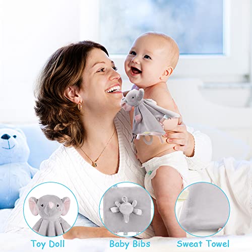 Vicloon Elephant Baby Security Blanket | Plush Lovey with Teether | 10" Snuggle Toy for Infants