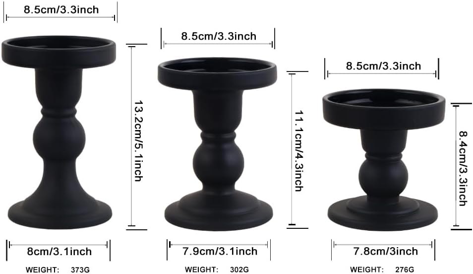 Skiennix 6-Piece Black Glass Candlestick Set - Elegant Crystal Holders for Weddings & Home Decor
