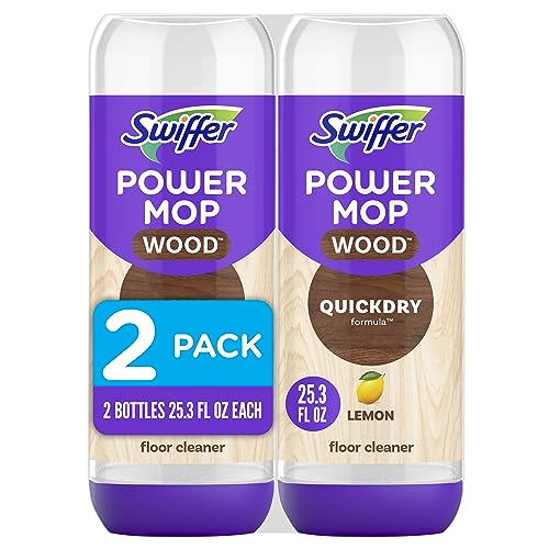 Swiffer PowerMop Wood Floor Cleaning Solution, QuickDry Refill, Lemon, 50.7 oz