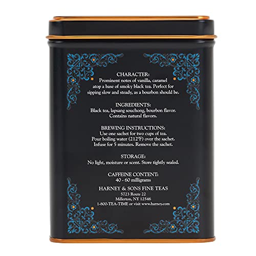 Harney & Sons Black Cask Bourbon Black Tea - 20 Pyramid Sachets in Tin