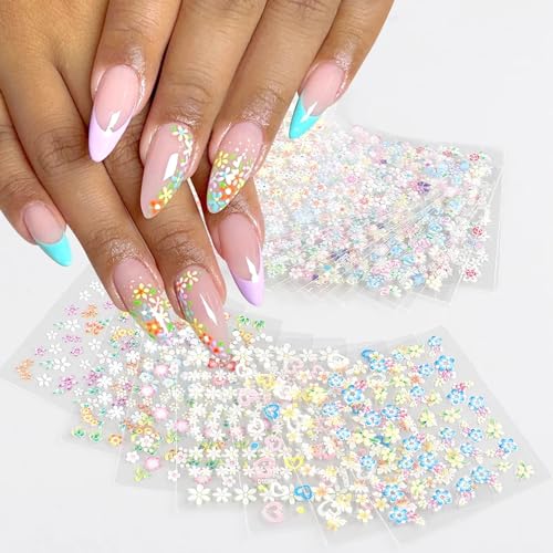 30 Sheets 5D Embossed Floral Nail Stickers Self-Adhesive Flower Decals