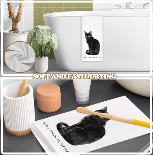 Funny Black Cat Kitchen Towel - 16x24 Inch Decorative Hand Drying Cloth