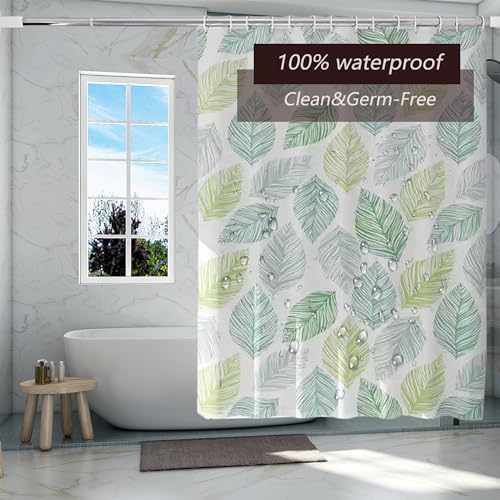 TIKABC Banana Leaves Shower Curtain Liner, Waterproof PEVA, 72x72 Inch