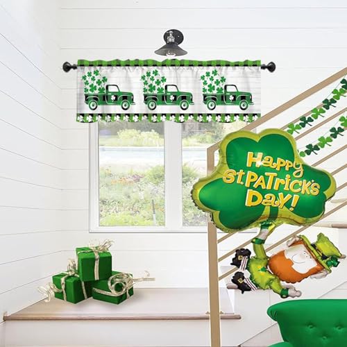 St. Patrick's Day Buffalo Plaid Window Valance 54x18 Inch