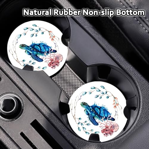 Blue Rose Car Cup Holder Coasters 2-Pack - Non-Slip Neoprene Drink Mats