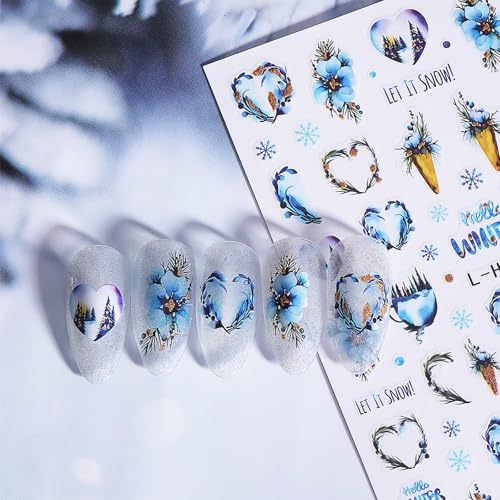 Christmas Nail Art Stickers 6 Sheets 3D Self-Adhesive Decals