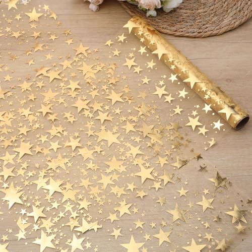 Gold Star Table Runner 16 Ft - Elegant Party & Wedding Table Decor