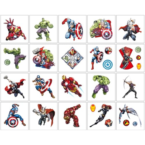 Avengers Temporary Tattoos for Kids 20 Sheets Waterproof Party Favors