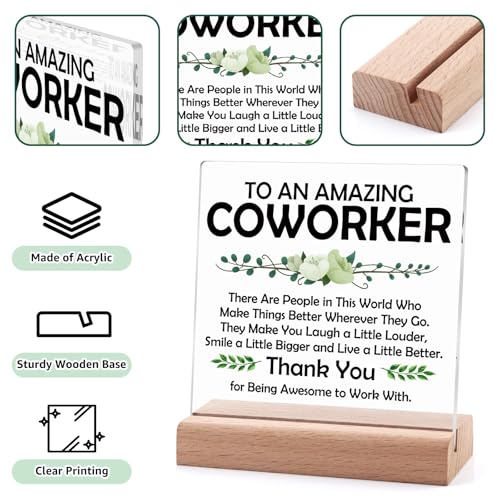 Dabihu Acrylic Appreciation Plaque with Wooden Stand Desk Decor