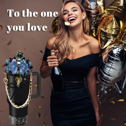 Bling Accessories Set for 20/30/40 oz Stanley Cup - Glitter Bow, Strap & Boot