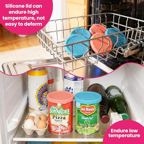 LUVCOSY 2-Pack 3-Inch Silicone Can Lids Covers, Leak-Proof Food Saver, Reusable Food Container Tops