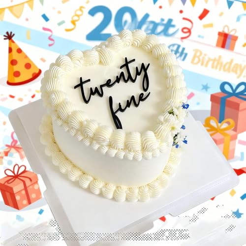 Elegant Black Acrylic Cake Topper for 20th Birthday & Anniversary