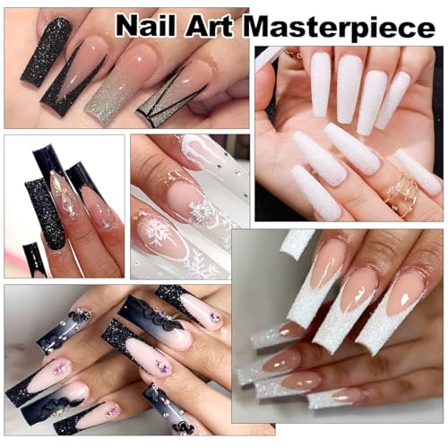 SUTOZMIWE Black & White Sugar Nail Glitter Powder with Brush