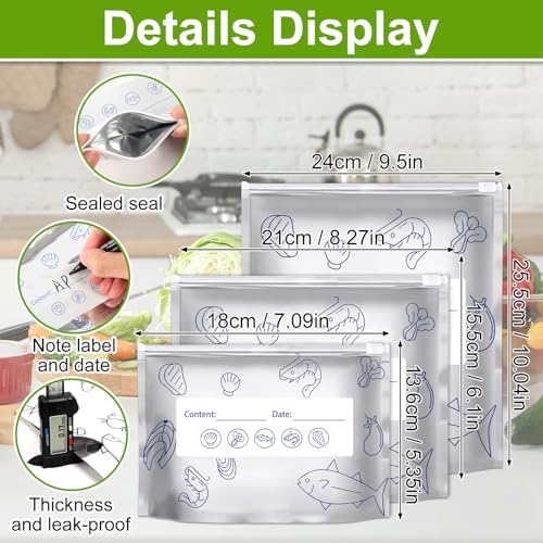 Reusable Aluminum Foil Storage Bags - Sealable, Thick, Food-Grade, 3 Sizes, 30 Pack