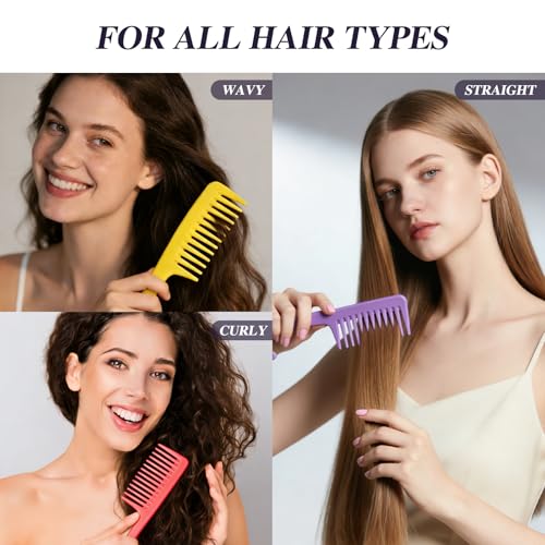 Wide Tooth Hair Combs with Hook 3-Piece Detangling Shower Comb Set