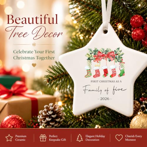 Personalized Our First Christmas as a Family of Five Ornament 2026