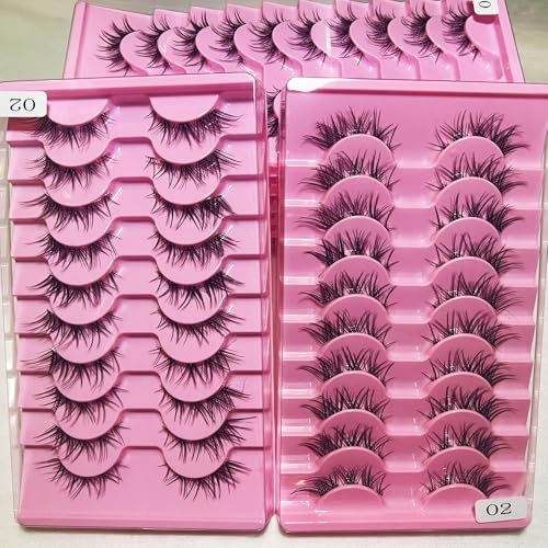 AM RONG MAGIC 10 Pairs Faux 3D Mink False Eyelashes Thick Long Fluffy Multilayer Reusable Cat Eye Lashes M-02