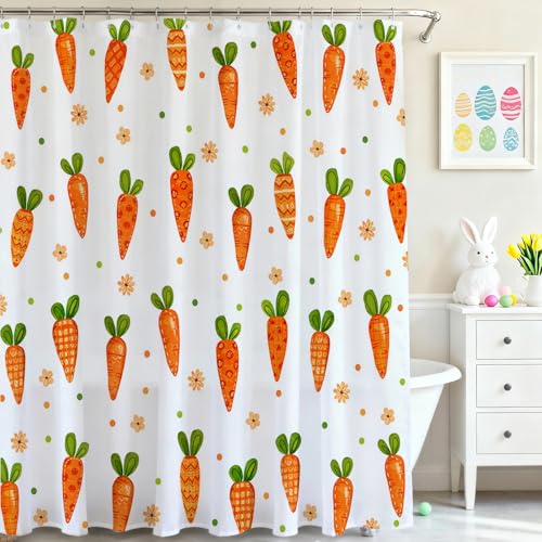 Easter Carrot Shower Curtain 72"x72" Waterproof with Hooks