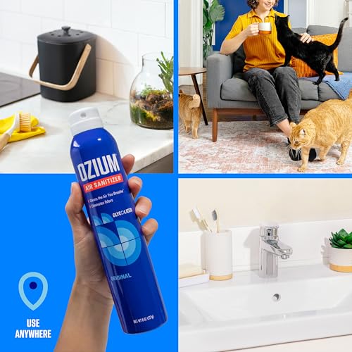 Ozium Air Sanitizer & Odor Eliminator Spray, Vanilla Scent, 8 Oz, 2-Pack