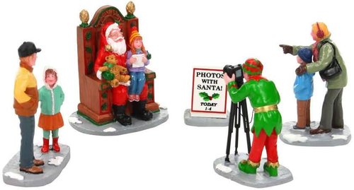 Lemax Christmas Village Santa Photo Set - Festive Decor for Holiday Celebrations | Set of 5