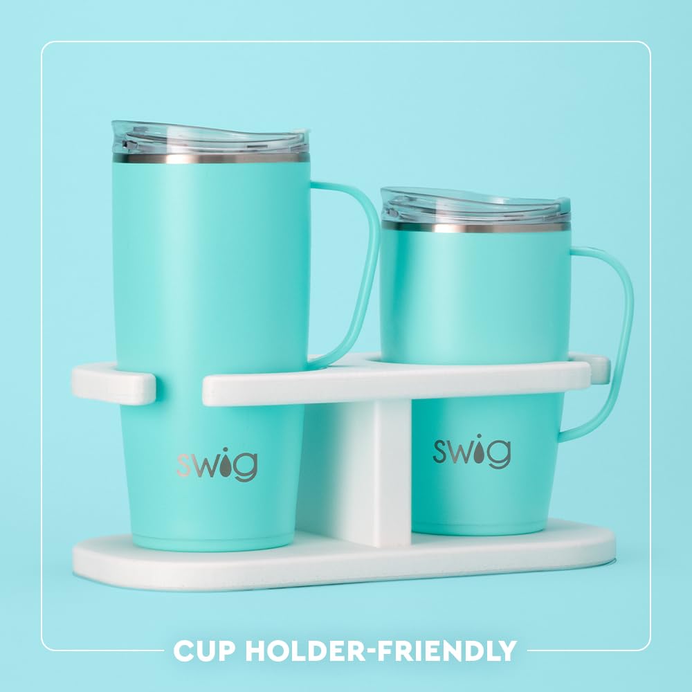 Swig Life 22oz Travel Mug, Insulated Tumbler with Handle and Lid, Travel Coffee Mug, Cup Holder Friendly, Stainless Steel 22 oz Tumbler, Reusable Insulated with Lid (Saturdays in College Station)
