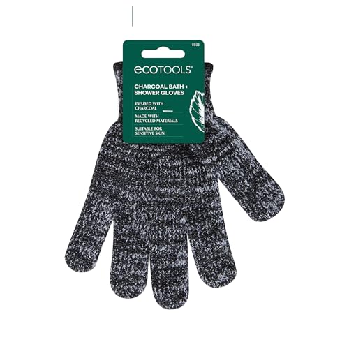 EcoTools Charcoal Exfoliating Bath and Shower Gloves, 1 Pair