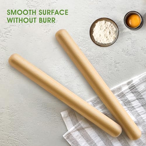 LorisArm 12-inch French Beech Wood Rolling Pin for Baking Dough and Pastry