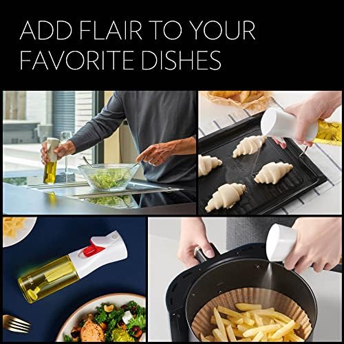 OLIVIA Signature Advanced Oil Sprayer - Continuous Spray for Cooking & BBQs | Glass Bottle in Golden Leaves